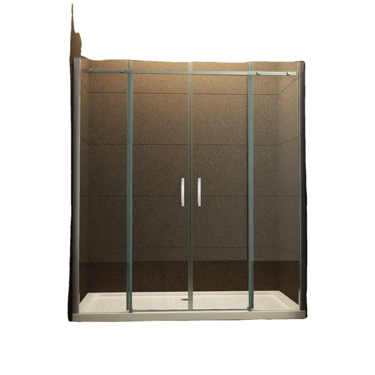Rahmenlose Schiebetür aus gehärtetem Glas für Badezimmer