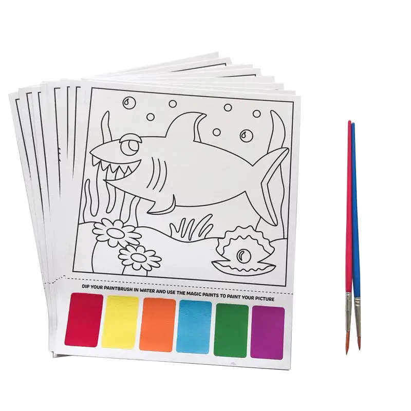 Tavolozza per bambini personalizzata libro di riempimento a colori libro da colorare per pittura ad acqua per bambini con pennello