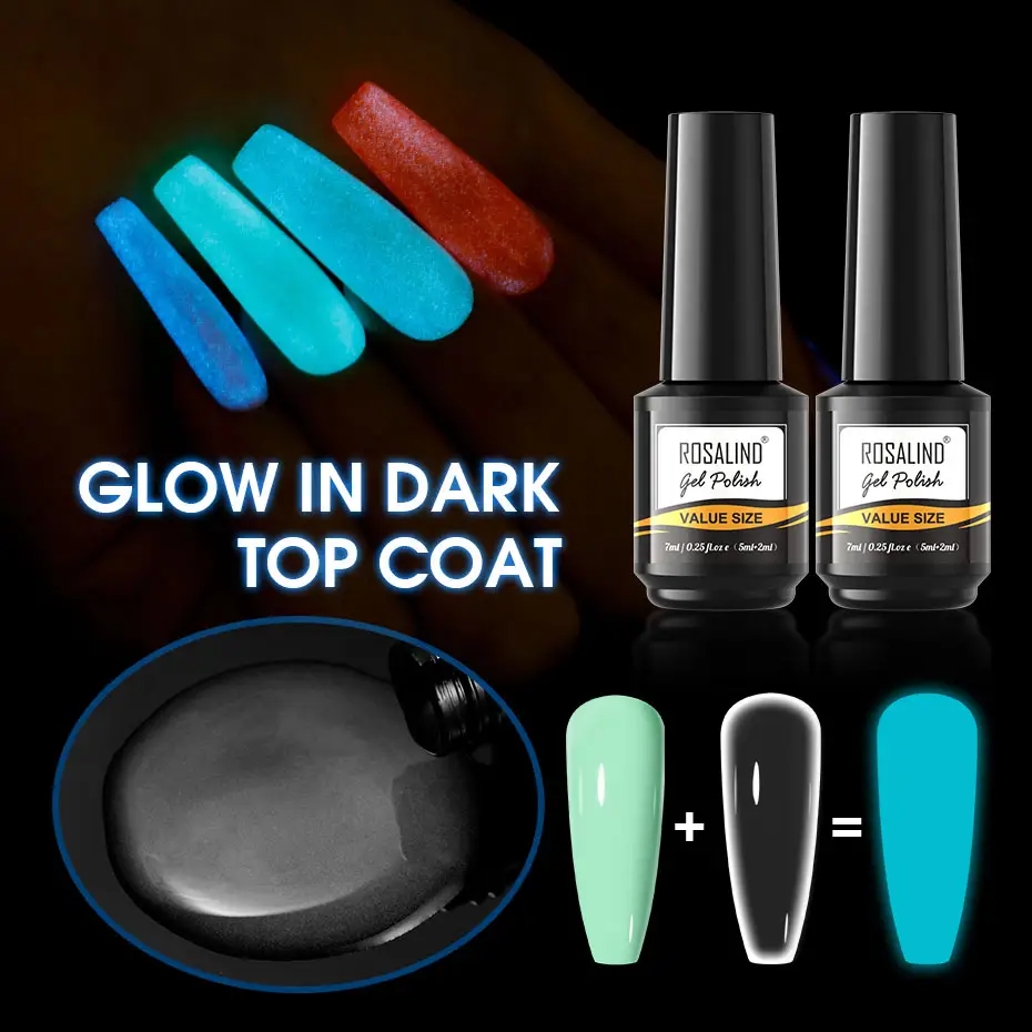 ROSALIND nail art – vernis à ongles en gel fluorescent réfléchissant, vente en gros, lampe uv/led disco, couche de finition lumineuse