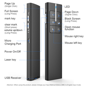 Penna per Mouse remoto per presentazione Powerpoint con puntatore Laser Advancer a scorrimento remoto - Product Image 2