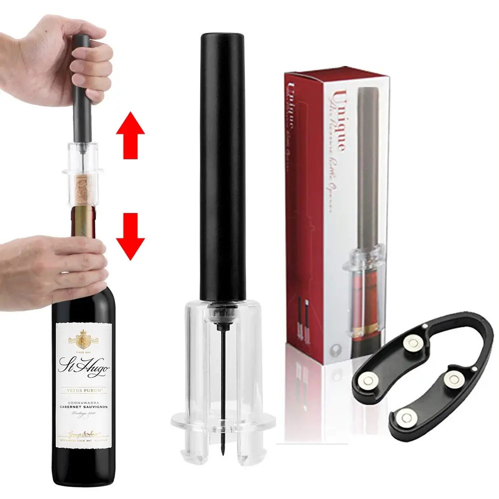 Saca-rolhas manual de pressão de ar, conjunto abridor de garrafa de vinho