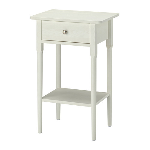 Beige Tapered Leg Nightstand with Single Round Knob
