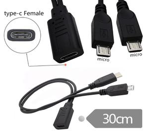 Usb-c母DC 5v至双微USB 5Pin公分离器扩展充电电缆480mbps电缆 - Product Image 4