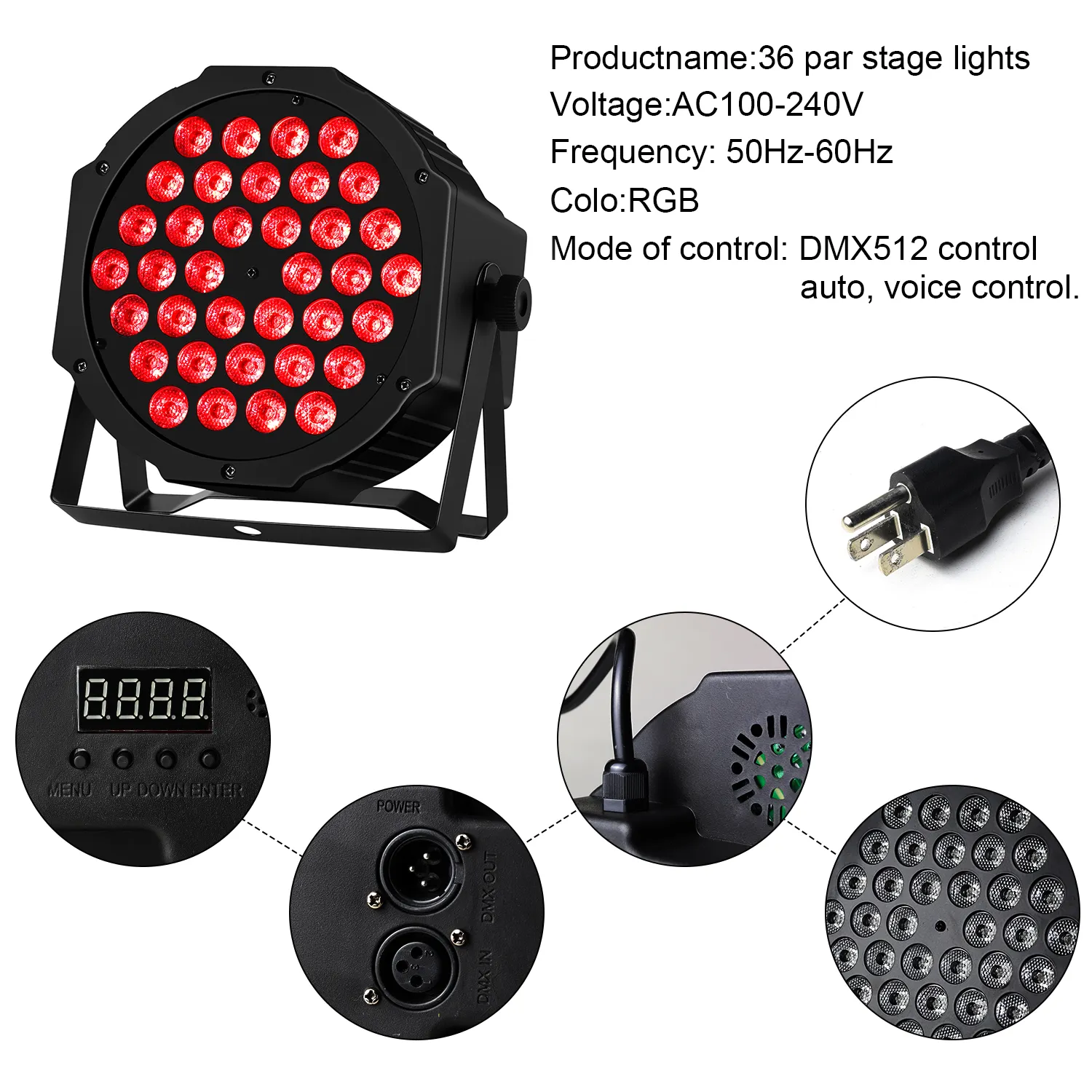 Mini DJ Parti Light Events Remote Wash Flat Lighting Blinder faretti RGB 36x3W LED Par