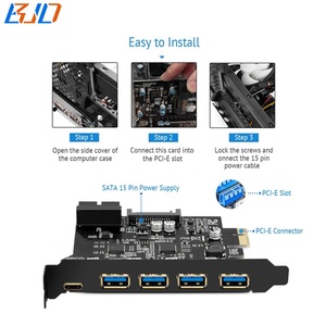 4 x USB 3.0 ประเภท-A และประเภท-C เชื่อมต่อ PCI-E 1X PCIe X1 ขยาย Riser การ์ด USB3.0 19PIN ซ็อกเก็ต Sata 15PIN พอร์ต - Product Image 4