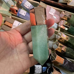 Kadın için doğal gül kuvars yeşim taş altıgen silindir noktası masaj sopası - Product Image 2