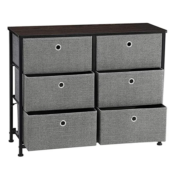 6 Drawer Dresser Storage Organizer Bedroom Fabric Chest of Drawers Tower Closet Nightstand