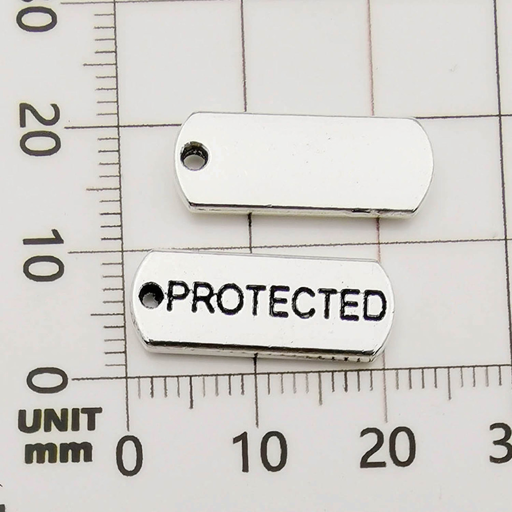 ตัวอักษรเงินโบราณ "protected" ขนาด 8*20 มม. - 1.6 กรัม - 10816