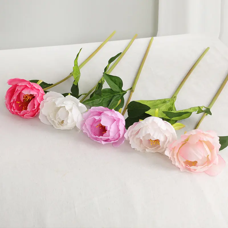 Flores artificiales de seda para eventos de boda, decoraciones de flores de peonía de color claro de gama alta, de gama alta