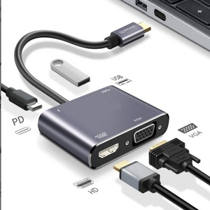 4 en 1 USB 3,0 a HDTV VGA Pantalla de salida dual con audio de 3,5mm/USB OTG Cable Adaptador convertidor de video gráfico multipantalla