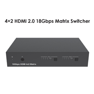 18G HDMI Video Switcher mit 4 HDMI-Eingängen und 2 skalieren den HDMI-Ausgängen De-Embedded Audio als Analog L R und Optical TosLink