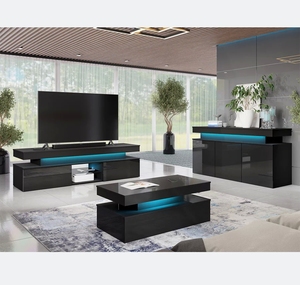 Trang chủ nhà hiện đại lớn màu Trắng & Đen TV đứng và Bàn cà phê phòng khách đồ nội thất Set - Product Image 2