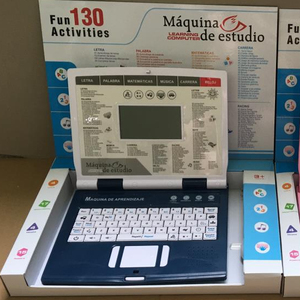 Elektrische Lernmaschine Laptop Englisch Spanisch 130 Funktionen Lernen Lernspiel zeug Computer Mit Ladegerät Maus Für Kinder