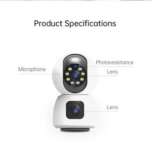 Wifi iç kamera 4MP çift geniş açı çift Lens renkli gece görüş kapalı kablosuz IP WiFi PTZ kamera