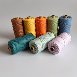Cuerda de macramé para manualidades, hilo de algodón reciclado de un solo Color, 4mm - Product Image 2