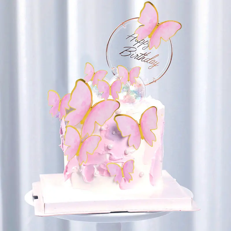 5 pièces/ensemble mélange de papier papillon gâteau Cupcake Toppers pour décoration de gâteau anniversaire mariage gâteau outils