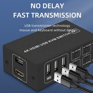 4K HDMI KVM开关4进1出4K 60Hz HDMI USB KVM切换器4x1，用于4 pc共享显示器鼠标键盘，带桌面控制器 - Product Image 4