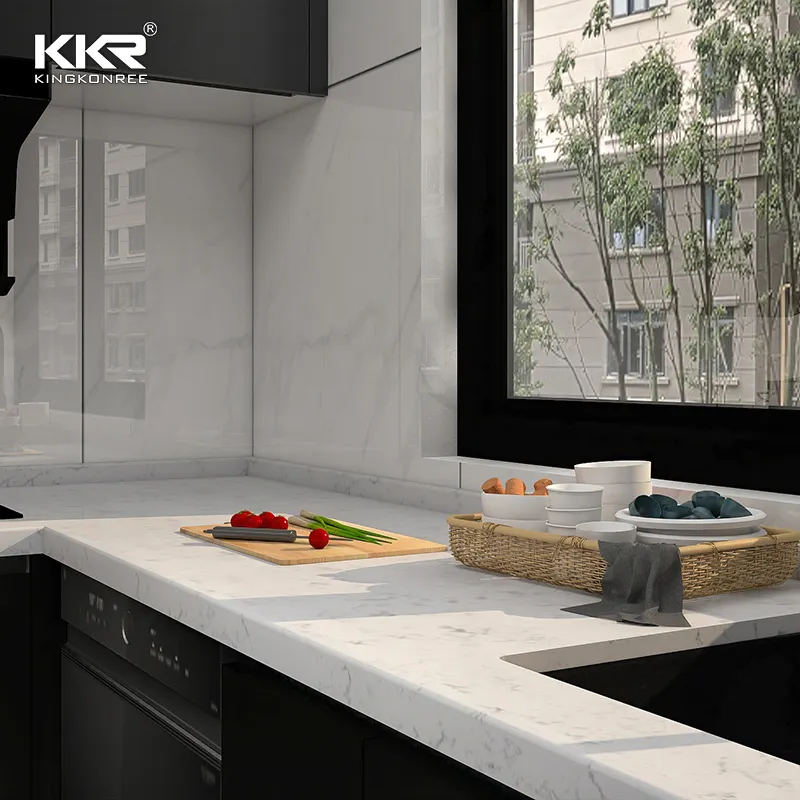 Personalizado artificial mármore resina sólida superfície pedra cozinha bancadas