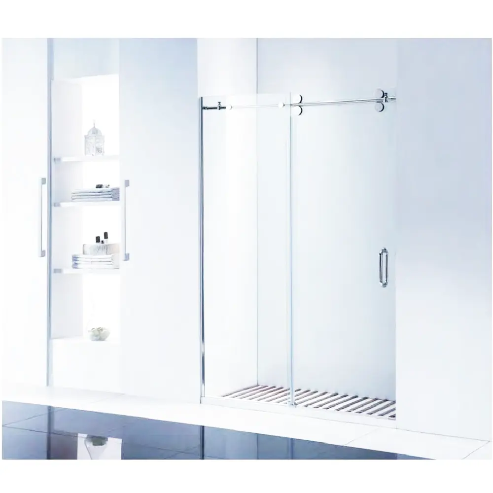 Camera da bagno semplice con cornice in vetro temperato porta scorrevole per doccia morbida e chiusa porte per doccia senza cornice