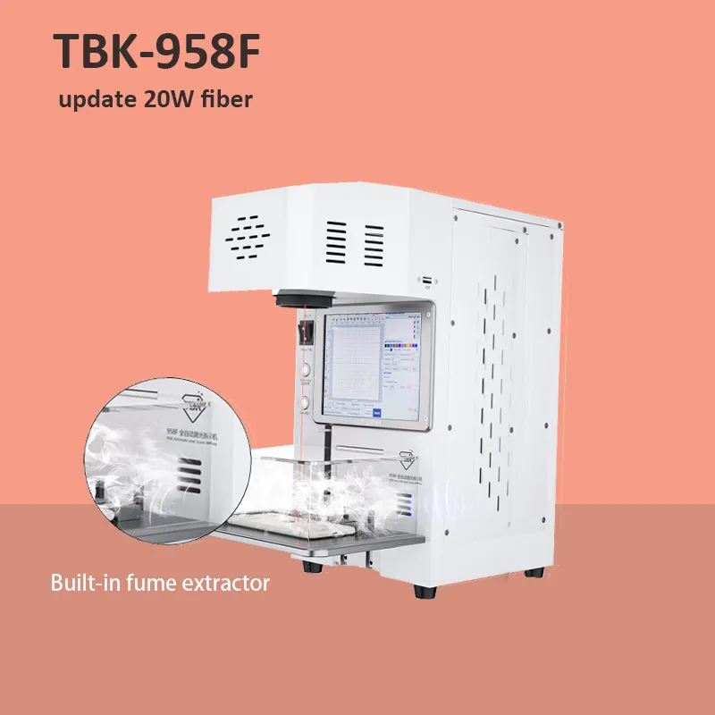 Máquina de marcação de gravação a laser tbk 958f, máquina para iphone 14 14promax 13 13pro, removedor de vidro traseiro quadro a laser separado