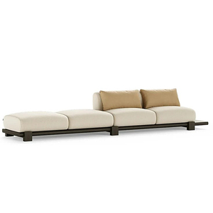 Ensemble de canapés modulaires de luxe rembourrés avec base en bois pour une assise de salon personnalisable et polyvalente - Product Image 1