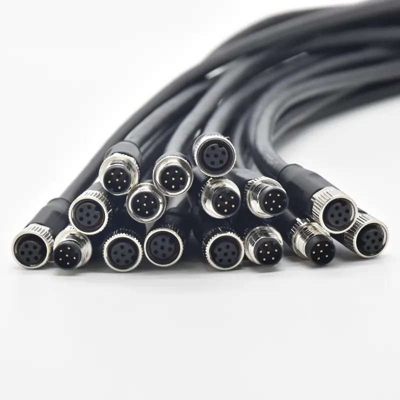 Circular 6 pin PVC unshielding cable electrical waterproof molding M8 connector