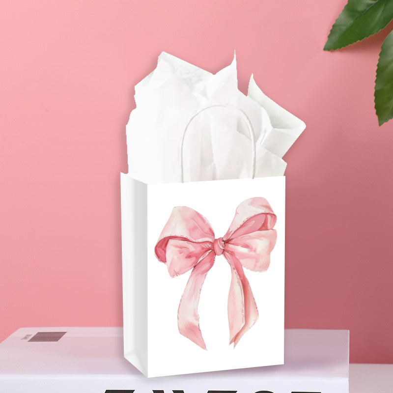 Pink large bow tie+snow pear paper