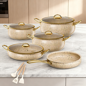 Bán buôn 12-mảnh thép không gỉ <span class=keywords><strong>Cookware</strong></span> Set với kính có nắp đậy không độc hại đồ dùng nhà bếp cảm ứng nấu ăn chậu chảo - Product Image 3