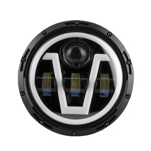 Yepyeni 7 inç yuvarlak LED sis açık sarı v-şekilli DRL 65w uyarı ışığı için Harley motosiklet cipler Wrangler - Product Image 3