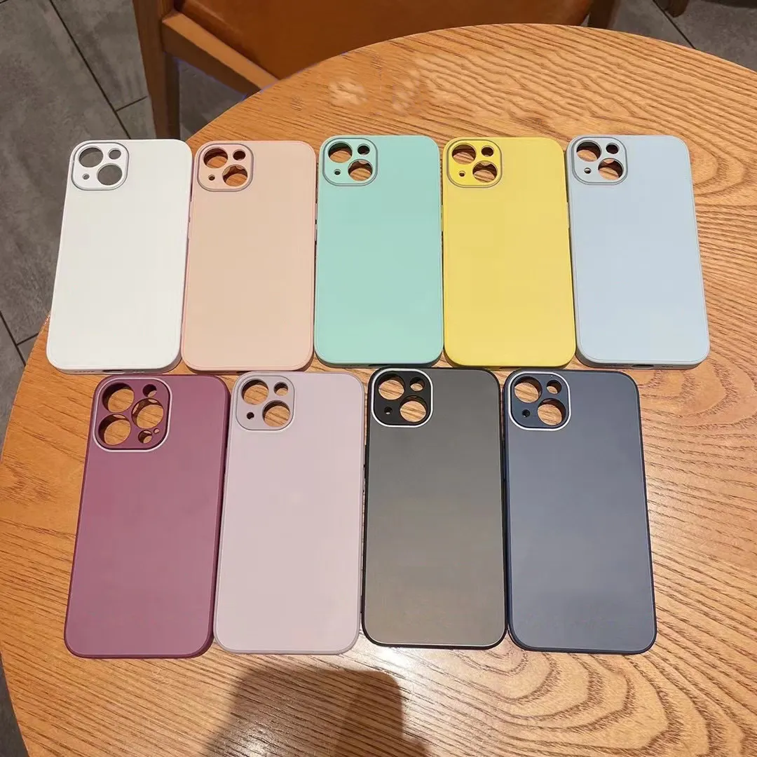 Casing iPhone 13 Kaca Warna Polos, Pelindung HP Kaca Buram dengan Bumper Silikon untuk iPhone 13 Pro 2021