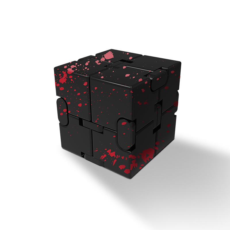 Cubrir el modelo Cubo de Rubik-camuflaje negro y rojo brillante