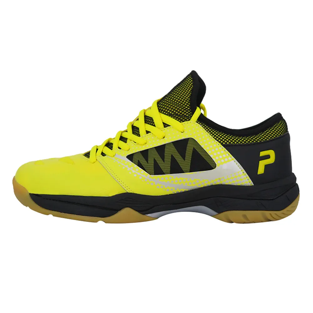 Zapatos de bádminton personalizados para hombre, tenis de interior, color amarillo neón, de alta calidad, venta al por mayor