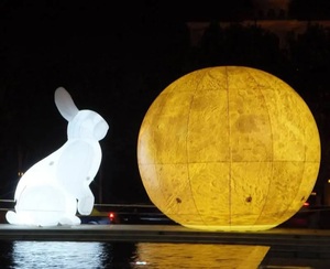 A Beautiful Inflatable <strong>Moon</strong>, with Models Hung or Displayed High up in the air - Product Image 2
