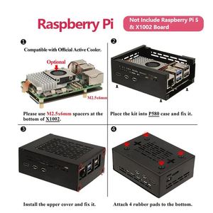 Carcasa metálica P580 para placa Raspberry Pi 5 y X1002