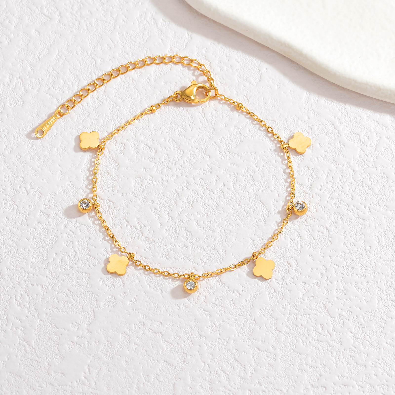 Pulsera de trébol de cuatro hojas (macizo) - 18k