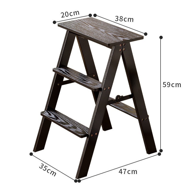 Black Three-Step Stool