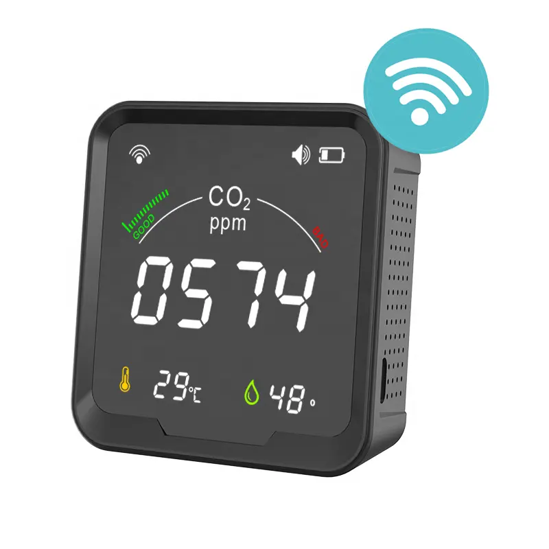 Indoor Wifi co2 flow meter Quarto ar analisar app monitoramento parede pendurado monitor do medidor co2