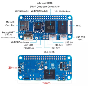 Banana Pi M4 zero Allwinner H618 Quad-core <strong>ARM</strong> <strong>Cortex</strong>-A53 <strong>Processor</strong> WIFI 2G LPDDR4 8G EMMC Single Board Computer Bpi-m4 zero