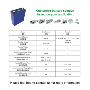 306Ah LiFePO4 призматическая аккумуляторная батарея 3,2 В с M6 резьбовой клеммой | Перезаряжаемая батарея глубокого цикла для BESS C & I - Product Image 2