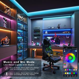 Akıllı RGB LED şerit işıklar yatak odası dekoru müzik Sync & App uzaktan kumanda ile ev parti odası dekor için - Product Image 2