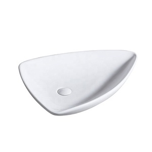接受定制vasque一个poser blanc壳形浴室水槽光泽陶瓷桌面洗手盆水槽 - Product Image 1