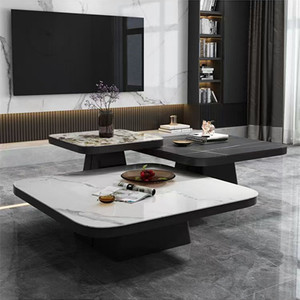 Unique Design Stainless Steel Base Marble Ceramic Top Side <strong>Table</strong> square End <strong>Table</strong> <strong>Set</strong> of <strong>3</strong> for Hotel Home - Product Image 2