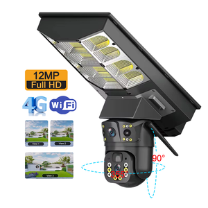 12MP tripla lente luce solare con fotocamera 4G SIM WIFI lampada solare visione notturna impermeabile PIR sensore di movimento per esterni V380pro - Product Image 1