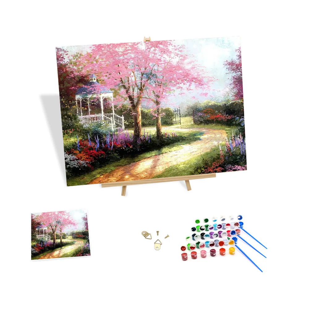 数字キットによるロマンチックなアクリル油絵40x50cm庭の風景の木数字による手作りのDiyペイント