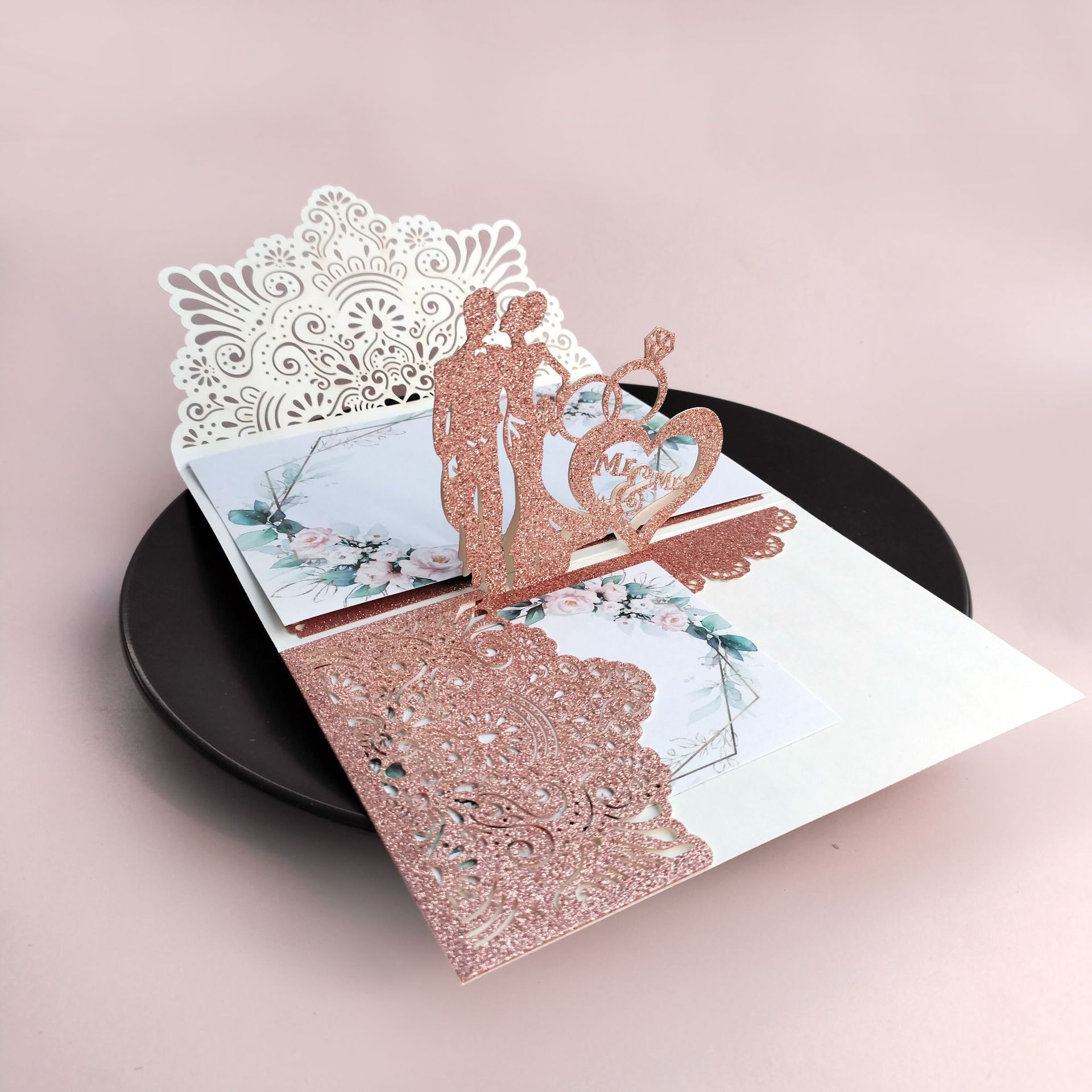 Style 2: carte sauvage d'or rose en poudre + page intérieure assortie