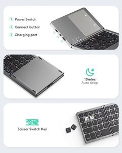 Teclado plegable inalámbrico delgado y versátil de alta calidad con panel táctil: recargable y compatible con varios sistemas para dispositivos móviles - Product Image 4