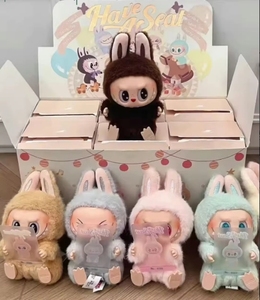 Labubu 2.0 sevimli canavar PVC kolye bebek modeli oyuncak 1 adet koltuk serisi anahtarlık ve gizem kutuları ile Anime figürü - Product Image 2