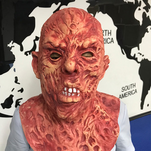 成人血腥乳胶服装与弗雷迪克鲁格恐怖面具和手套定制标志万圣节道具印刷方法 - Product Image 4