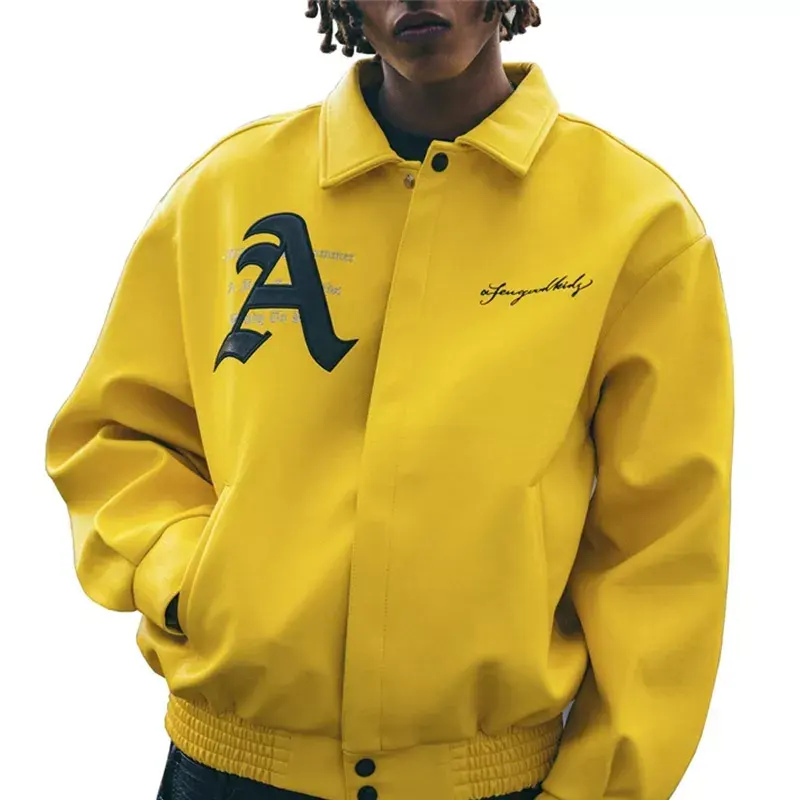 Chaqueta Bomber impermeable de Hip Hop para hombre, color amarillo, con logotipo personalizado