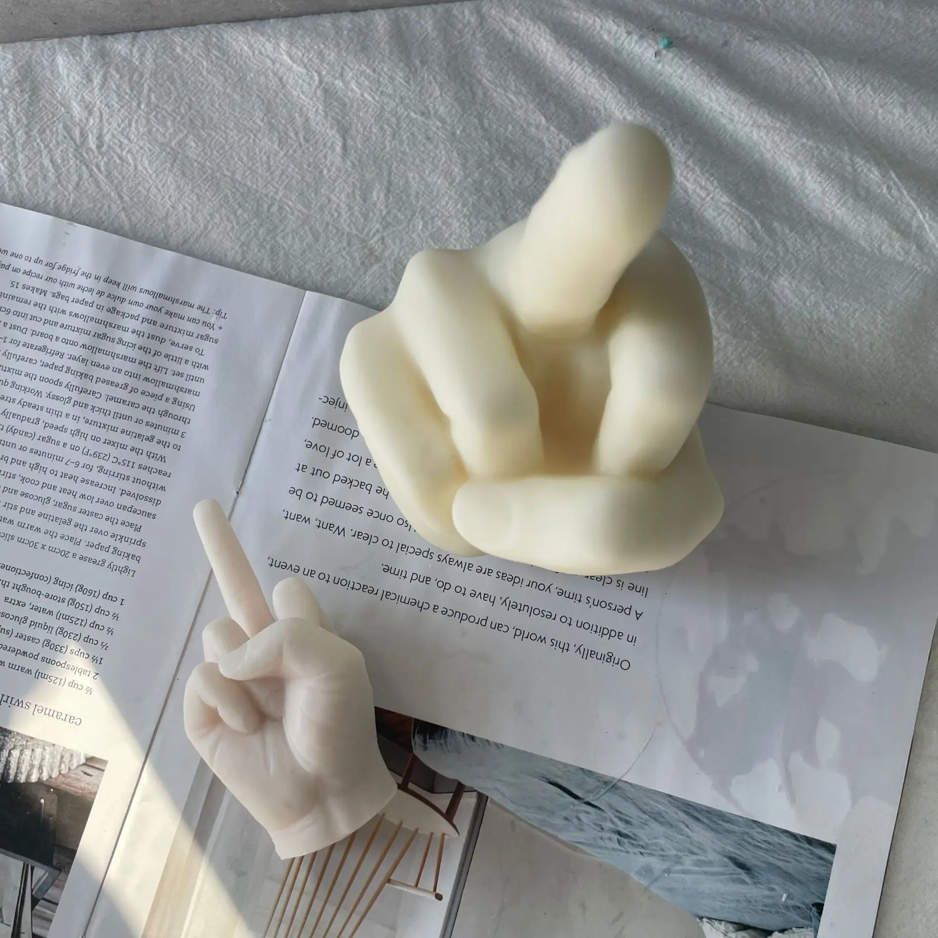 Moules 3D en Silicone pour bougie de geste en forme de main, moule de moulage en résine en forme de doigt moyen pour Sculpture de plâtre DIY